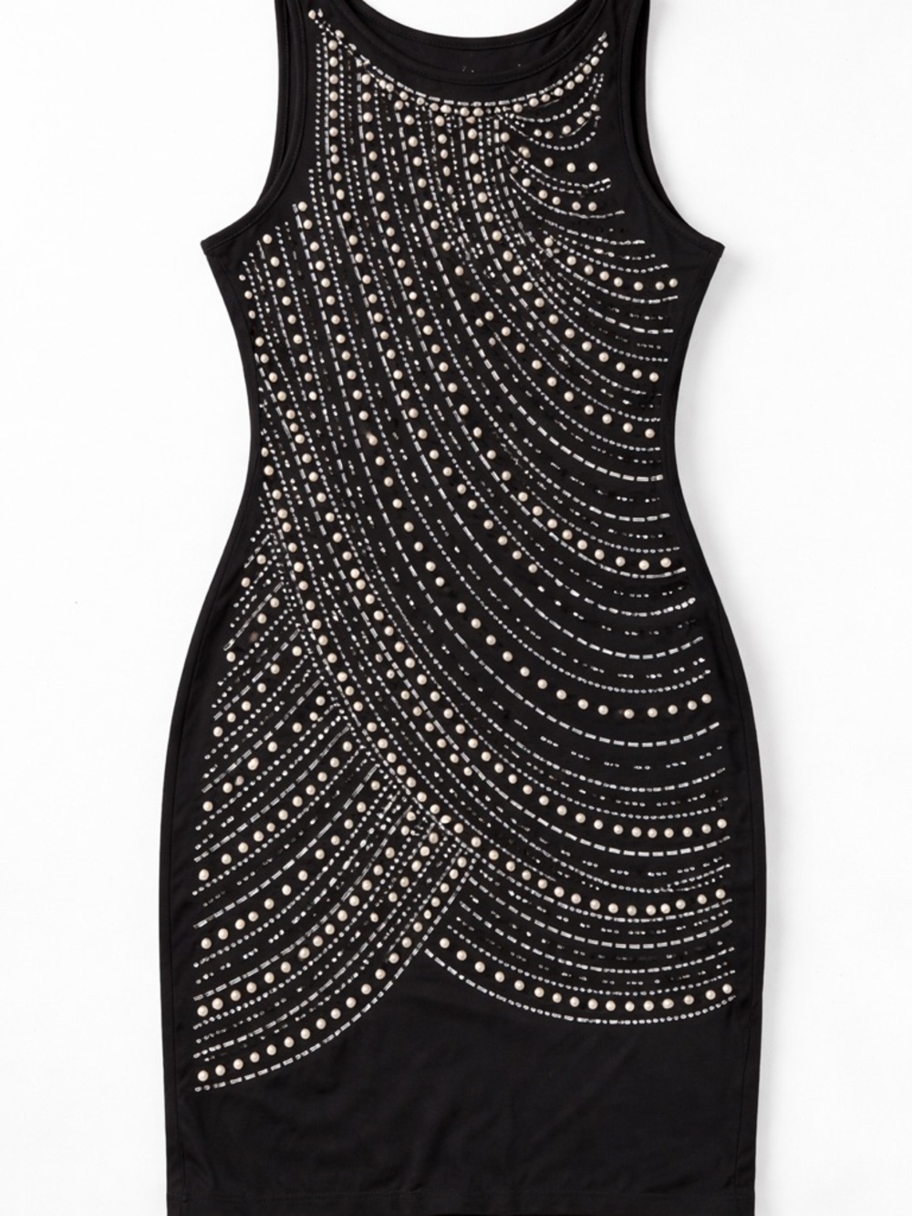 Black Studded Sleeveless Mini Dress